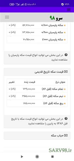 نرم افزار قیمت سکه امروز