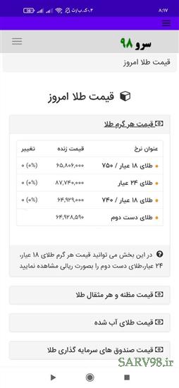 نرم افزار قیمت طلا امروز