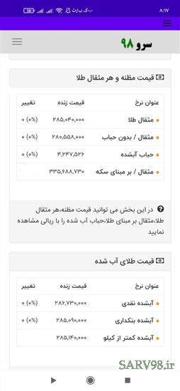 نرم افزار قیمت طلا امروز